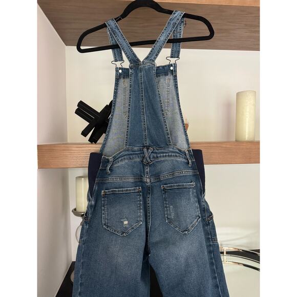 Indigo Blue Distressed Maternity Overalls - Picture 9 of 10